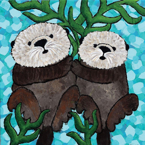 Otter Love III Black Modern Wood Framed Art Print by Allemand, Sue