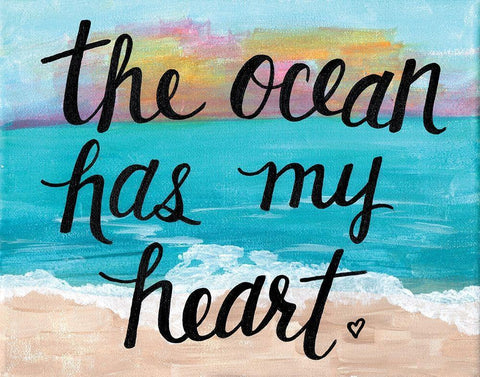 Ocean Has My Heart White Modern Wood Framed Art Print with Double Matting by Allemand, Sue