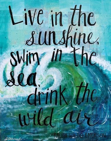 Live in the Sunshine White Modern Wood Framed Art Print with Double Matting by Allemand, Sue