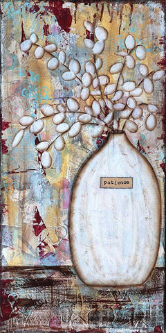 Patience Vase Black Ornate Wood Framed Art Print with Double Matting by Allemand, Sue