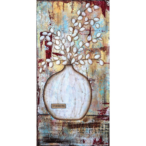 Gratitude Vase White Modern Wood Framed Art Print by Allemand, Sue