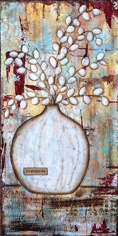 Gratitude Vase Black Ornate Wood Framed Art Print with Double Matting by Allemand, Sue