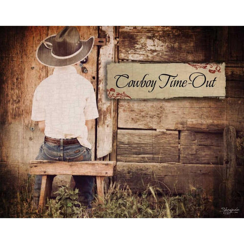 Cowboy Time Out Black Modern Wood Framed Art Print with Double Matting by Eva, Shawnda