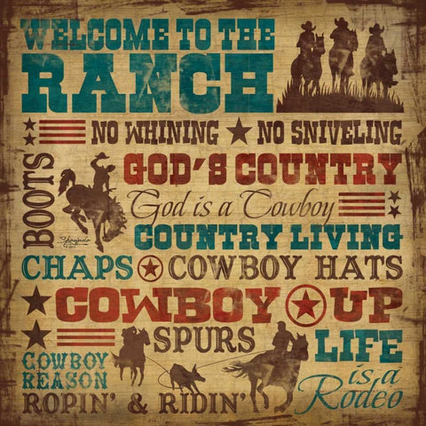 Welcome to the Ranch Black Ornate Wood Framed Art Print with Double Matting by Eva, Shawnda