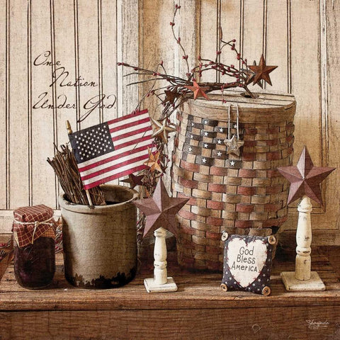 God Bless America White Modern Wood Framed Art Print by Eva, Shawnda