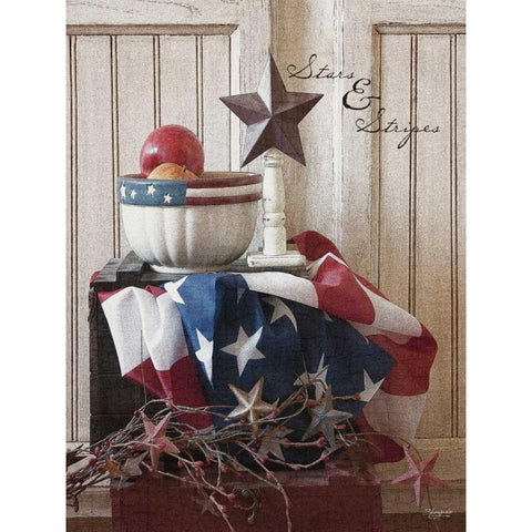 Stars and Stripes Black Modern Wood Framed Art Print with Double Matting by Eva, Shawnda