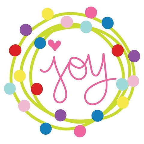 Joy Wreath White Modern Wood Framed Art Print with Double Matting by Dicks, Stephanie