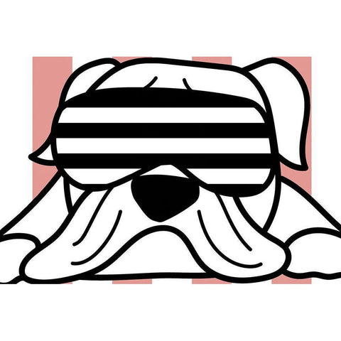 Frenchie in Glasses White Modern Wood Framed Art Print by Dicks, Stephanie