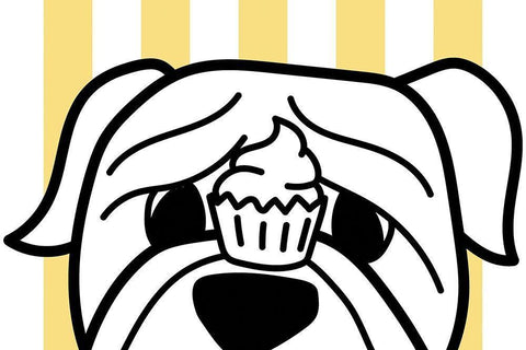 Frenchie with a Cupcake Black Ornate Wood Framed Art Print with Double Matting by Dicks, Stephanie