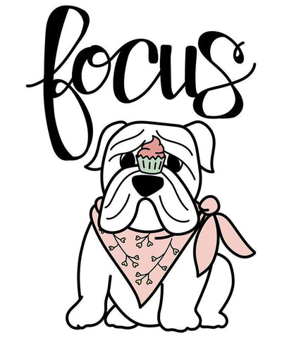Focus Frenchie White Modern Wood Framed Art Print with Double Matting by Dicks, Stephanie