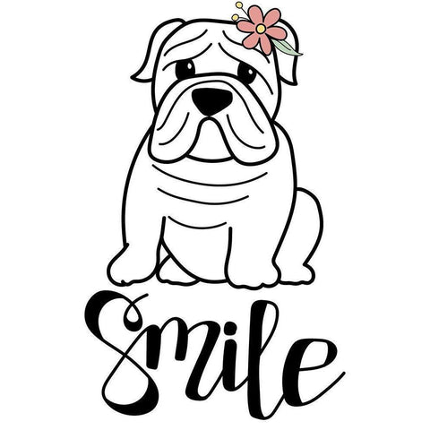 Frenchie Smile Black Modern Wood Framed Art Print with Double Matting by Dicks, Stephanie