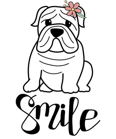 Frenchie Smile Black Ornate Wood Framed Art Print with Double Matting by Dicks, Stephanie