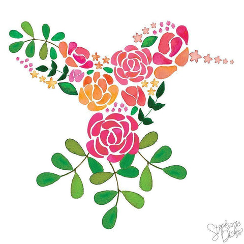 Hummingbird II White Modern Wood Framed Art Print by Dicks, Stephanie