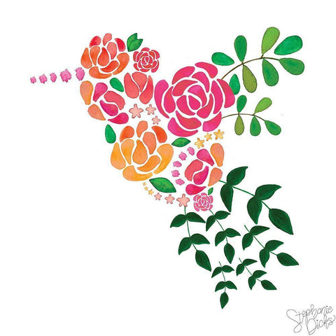 Hummingbird III White Modern Wood Framed Art Print with Double Matting by Dicks, Stephanie