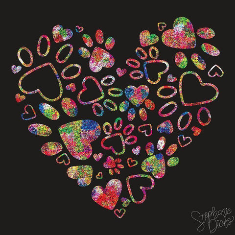 Hearts and Paws Black Modern Wood Framed Art Print by Dicks, Stephanie