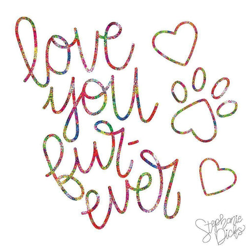 Love You Fur Ever II White Modern Wood Framed Art Print with Double Matting by Dicks, Stephanie