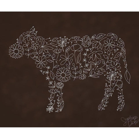 Cow White Modern Wood Framed Art Print by Dicks, Stephanie