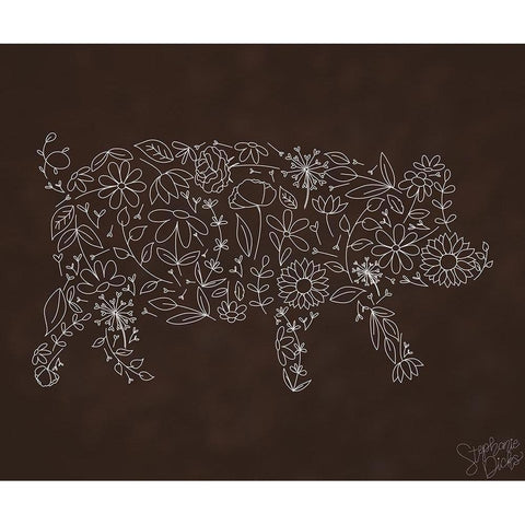 Pig Gold Ornate Wood Framed Art Print with Double Matting by Dicks, Stephanie