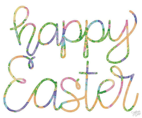 Happy Easter Black Ornate Wood Framed Art Print with Double Matting by Dicks, Stephanie