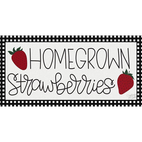 Homegrown Strawberries White Modern Wood Framed Art Print by Dicks, Stephanie