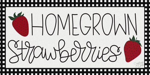 Homegrown Strawberries Black Ornate Wood Framed Art Print with Double Matting by Dicks, Stephanie