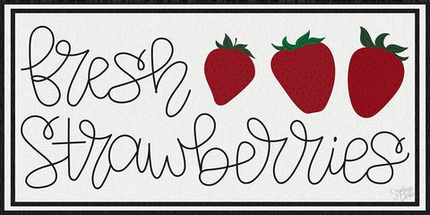 Fresh Strawberries Black Ornate Wood Framed Art Print with Double Matting by Dicks, Stephanie