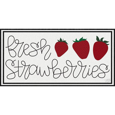 Fresh Strawberries Black Modern Wood Framed Art Print with Double Matting by Dicks, Stephanie