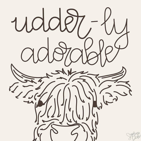 Udderly Adorable Black Ornate Wood Framed Art Print with Double Matting by Dicks, Stephanie