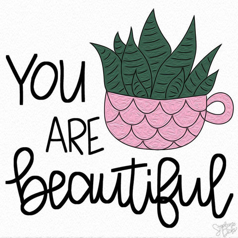 You Are Beautiful Gold Ornate Wood Framed Art Print with Double Matting by Dicks, Stephanie