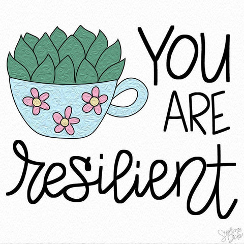 You Are Resilient Black Modern Wood Framed Art Print with Double Matting by Dicks, Stephanie