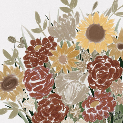 Cafe Floral II Black Ornate Wood Framed Art Print with Double Matting by Dicks, Stephanie