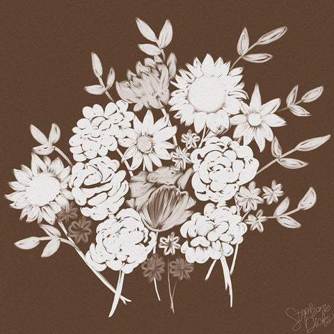 Cafe Floral III Black Modern Wood Framed Art Print with Double Matting by Dicks, Stephanie