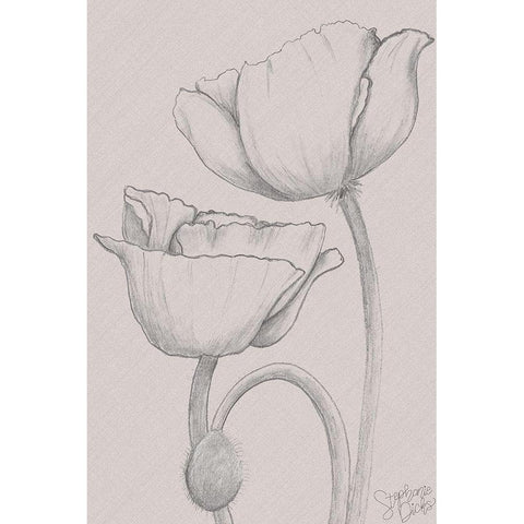 Elegant Poppies Gold Ornate Wood Framed Art Print with Double Matting by Dicks, Stephanie