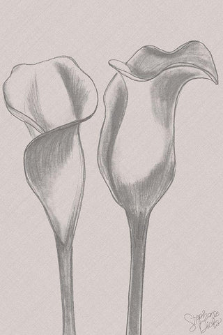 Elegant Lilies White Modern Wood Framed Art Print with Double Matting by Dicks, Stephanie