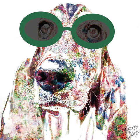 Basset Hound White Modern Wood Framed Art Print with Double Matting by Dicks, Stephanie