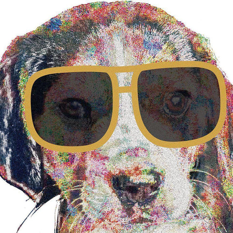 Beagle White Modern Wood Framed Art Print by Dicks, Stephanie