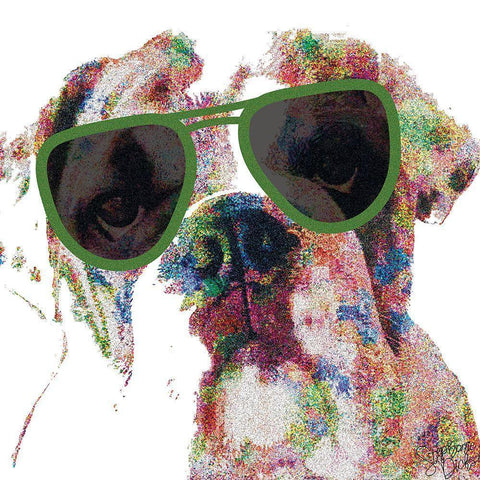 Bulldog White Modern Wood Framed Art Print by Dicks, Stephanie