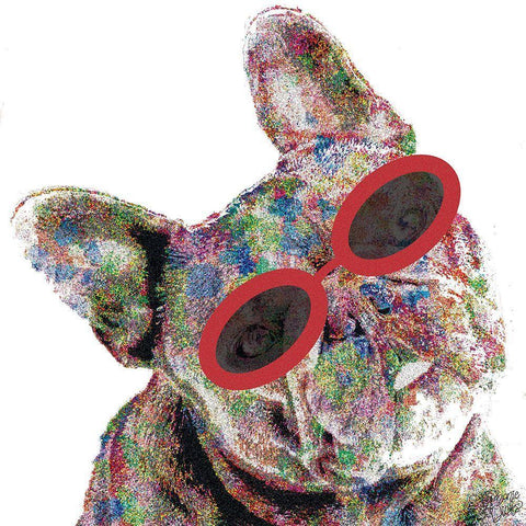 Frenchie Black Ornate Wood Framed Art Print with Double Matting by Dicks, Stephanie