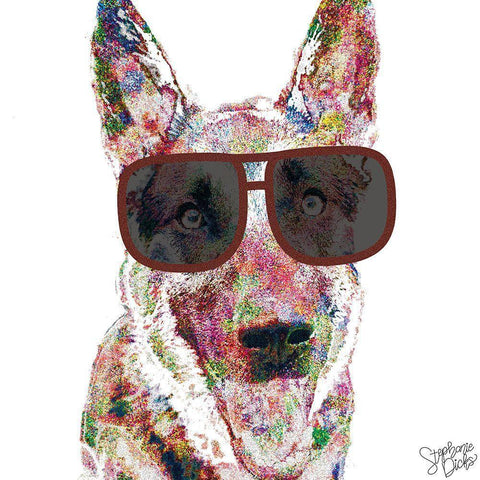 German Shepherd White Modern Wood Framed Art Print by Dicks, Stephanie