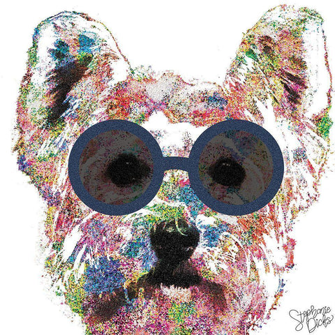 Yorkie Black Ornate Wood Framed Art Print with Double Matting by Dicks, Stephanie