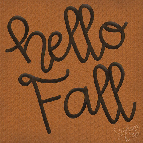 Hello Fall Black Modern Wood Framed Art Print with Double Matting by Dicks, Stephanie