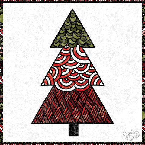 Christmas Tree III White Modern Wood Framed Art Print with Double Matting by Dicks, Stephanie