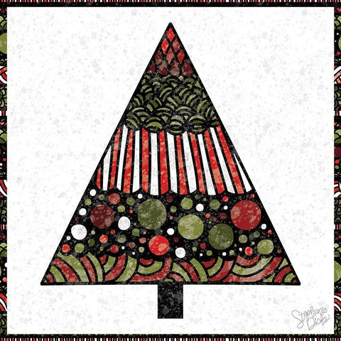 Christmas Tree V Black Modern Wood Framed Art Print with Double Matting by Dicks, Stephanie
