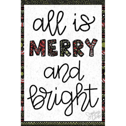 Merry and Bright White Modern Wood Framed Art Print by Dicks, Stephanie
