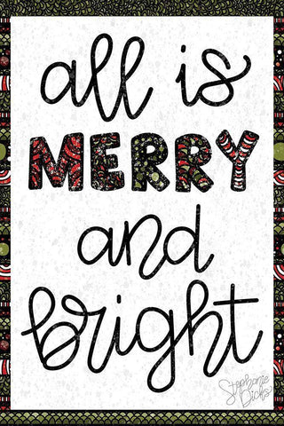 Merry and Bright White Modern Wood Framed Art Print with Double Matting by Dicks, Stephanie