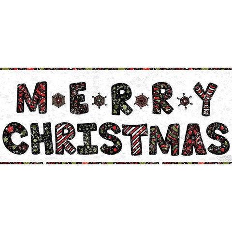 Merry Christmas Black Modern Wood Framed Art Print with Double Matting by Dicks, Stephanie
