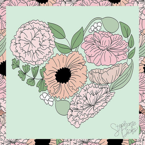 Heart   White Modern Wood Framed Art Print with Double Matting by Dicks, Stephanie