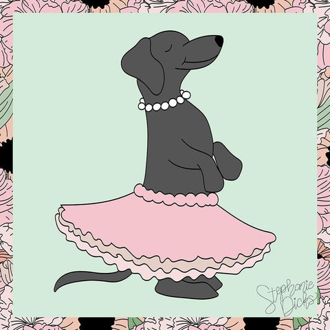 Ballerina Black Ornate Wood Framed Art Print with Double Matting by Dicks, Stephanie