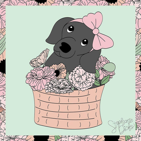 Basket Baby Gold Ornate Wood Framed Art Print with Double Matting by Dicks, Stephanie