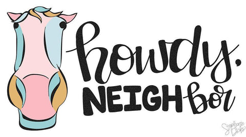 Howdy White Modern Wood Framed Art Print with Double Matting by Dicks, Stephanie